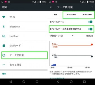 Androidの通信容量上限設定